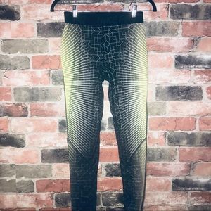 Nike Pro Hyperwarm Black and Neon Yellow Legging